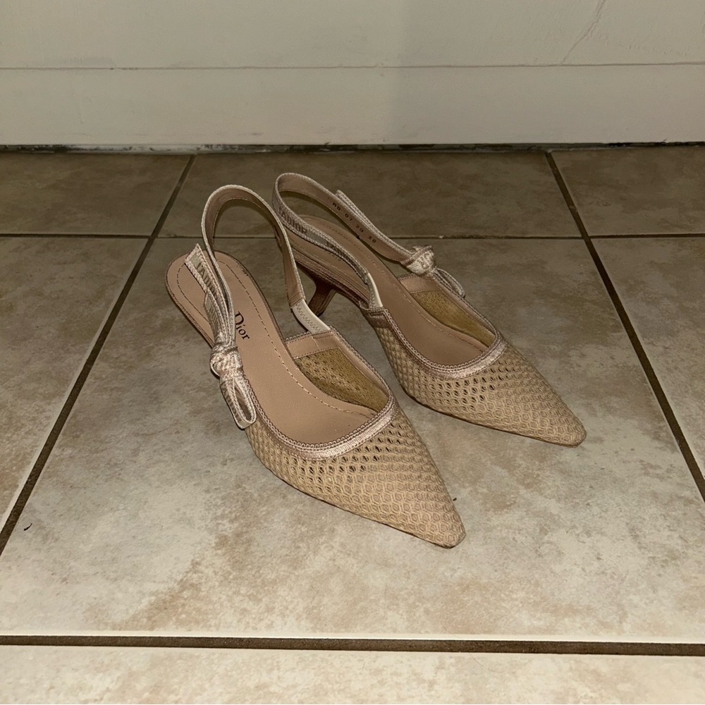Women's J'Adior Slingback Pumps Embroidered Fabric 65 Nude Size 38